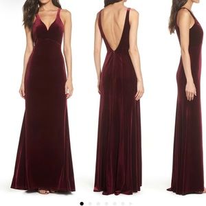 Nordstrom Long Burgundy Velvet Dress
